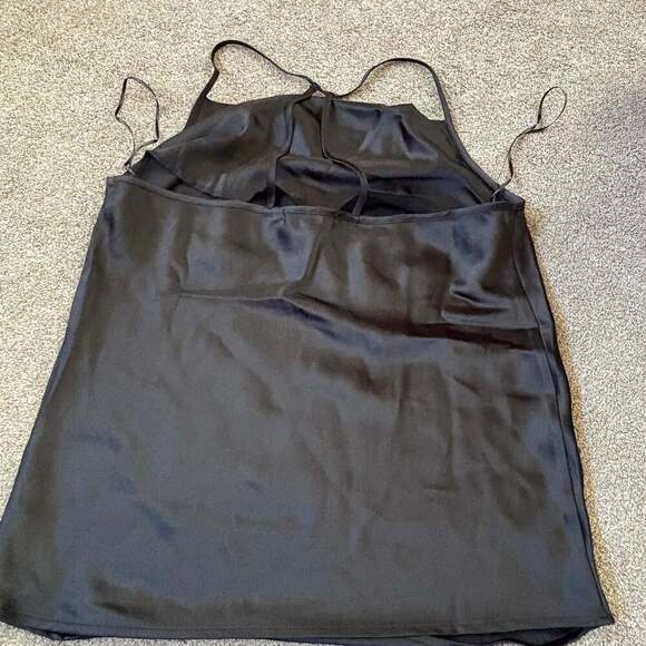 Pleione Black Satin Camisole Tank Top Women’s M Spaghetti Strap Blouse - Picture 2 of 4